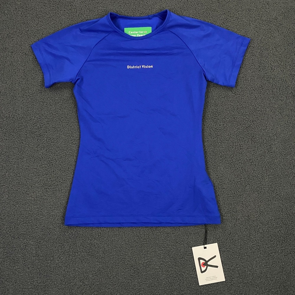 District Vision Lightweight Short Sleeve T-Shirt Womens XS Surf Blue Running Tee
